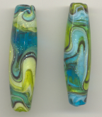 Green, Lime Green, Blue, Aqua Abstract Long Tubes 54 x 14MM